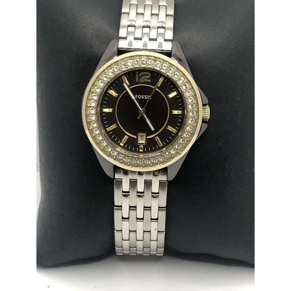 Fossil CE1055 Women's Stainless Steel Analog Black Dial Quartz Wrist Watch OP620